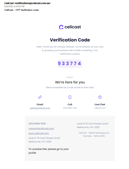 OTP Code Received